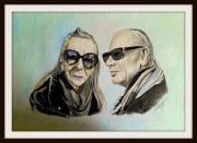 Portret wykonany kredkami na  podstawie zdjęcia.