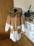 Zara XS 34 36 płaszcz zimowy z baranek camelowy