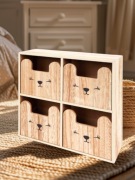 Drewniana komódka z szufladami pojemnik na drobiazgi 27x27x9 cm miś Nowa