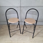 Krzesło składane metalowe z drewnianym siedziskiem - komplet 2 krzesła