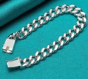 Srebrna Silver Sterling 925 bransoleta pancerka męska  20cm 10mm.
