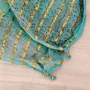 **morska CHUSTA złote paski szal 100x100 cm 