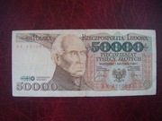 POLSKA BANKNOT 50000 zł 1989 r.  seria AK