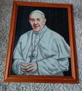 Ręcznie wyszywany obraz Papieża Franciszka