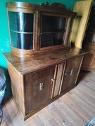 Stylowa witryna kredens / komoda z przeszkloną nadstawką – antyk, lite