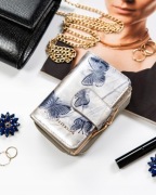 Peterson portfel damski lakierowany skóra naturalna srebrny