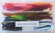 Worm dżdżownica 80 mm  8 cm - 60 sztuk zestaw