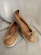 ESPRIT baleriny czółenka skóa naturalna 38 camel cynamonowe