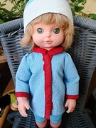 STARA LALKA CZASY PRL NIEBIESKIE UBRANIA 