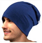 Czapka Cienka Przejściowa Granatowa  Unisex Elastyczna - 2x