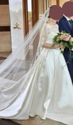 Suknia ślubna Pronovias jedwab mikado rozmiar S/M welon bolerko