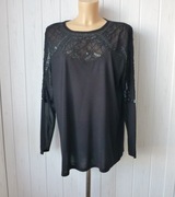 H&M stylowa damska bluzka z koronką koralikami L