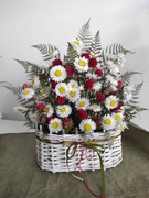 Kompozycja leśna poziomka kwiaty suszone kosz wiklinowy prezent 2w1