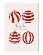 Kartka świąteczna, kartka okolicznościowa - 4 bombki