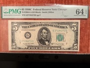 5 DOLARÓW USA 1950C , FEDERAL RESERVE NOTE  SMALL SIZE