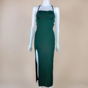 Sukienka maxi Shein Bae zielona z rozcięciem odkryte plecy EU 34