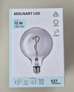 IKEA MOLNART Żarówka LED E27 140lm kula duża szare szkło