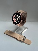 Złoty smartwatch T2 PRO 2 paski w zestawie funkcje sportowe rozmowy