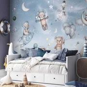 Fototapeta "PREMIUM" MISIE I PINGWINY W KOSMOSIE (450x315 cm)Bimago.pl