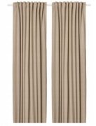 IKEA ROSENMANDEL zasłony zaciemniające żółtobeżowy na taśmie 135x300 cm