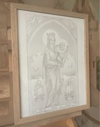 Oryginalny rysunek obraz religijny z Maryją