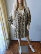 Zara sukienka w panterkę S zwiewna mini boho animal print 
