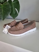 Brązowe mokasyny, wiosenne, zamsz, skóra naturalna, wygodne. R. 39