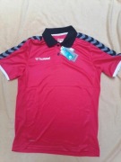 Czerwona koszulka polo Hummel S – sportowa, oddychająca, nowa z metką