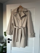 Jasno Beżowy Płaszcz Taliowany Trencz Żakiet Prochowiec Pasek