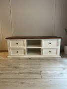 Stylowa drewniana szafka RTV w stylu prowansalskim klasycznym biała