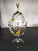 Szklane dekoracyjne naczynie puchar z pokrywką 