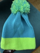 Czapka kolorowa unisex z pomponem z akrylu beani niebiesko żółta 