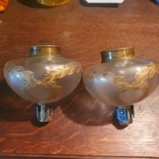 Dwie stare oryginalne pianinówki=komplet=zbiorniki do lamp naftowych