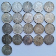 Srebrny zestaw 11 x  50000zł Józef Piłsudski oraz 10 x 10000zł Jan Paweł II