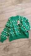 N.every day zielony sweter w serduszka ciepły L-XL