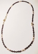 Naszyjnik, choker z kamieni naturalnych: granat, obsydian, turmalin, kwarc