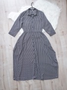 sukienka, rozm. XS, pasy, paski, do pracy, do biura, casual, kołnierzyk