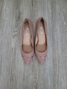 KIOMI SZPILKI CZÓŁENKA PUDROWY RÓŻ ZŁOTO SKÓRA 40 