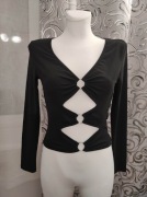 Czarna bluzka shein S goth ozdobna