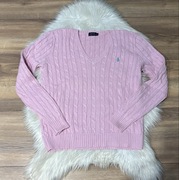 Sweter warkocz pudrowy róż Polo Ralph Lauren XL