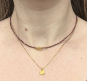 Naszyjnik z granatu kamienie naturalne warstwowy stal nierdzewna elegancki