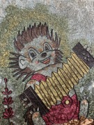 obraz miedziane druciki JEŻ Z HARMONIĄ I BOROWIKAMI radziecki stary