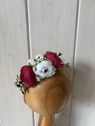 Opaski bezuciskowe dla niemowlaka dziewczynki wianek różyczki na sesję