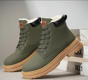 BUTY ZIMOWE MĘSKIE CIEMNO ZIELONE OCIEPLANE SZYTE SPORTOWE