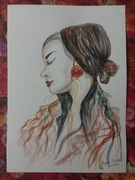 Akwarelowy portret kobiety "Kobieta w jesiennej odsłonie".