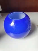 chabrowy wazon kula ze szkła kobaltowego PRL wys 13cm +prezent