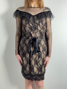 Sukienka, czarna koronka, beżowa podszewka, nowa rozm. S Lalous