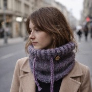 Komin otulacz ręcznie robiony alpaka jedwab