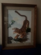 Obraz Tygrysa wykonany technikami mieszanymi