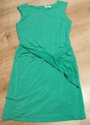 MANGO szmaragdowa elegancka sukienka z zakładką rozm. M